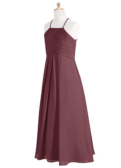 Azazie Ginger Junior Sangria A-Line Pleated Chiffon Dress image9