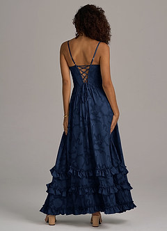 Azazie Lettie Brautjungfernkleider A-Linie Korsett Blumen-Burnout Kleid Dunkelmarine image6