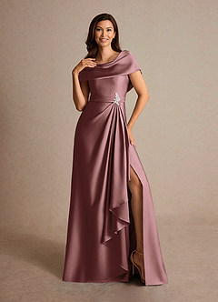 Azazie Branford Mother of the Bride Dresses Vintage Mauve A-Line Pleated Stretch Satin Dress image9