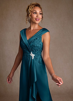 Azazie Santa Monica Mother of the Bride Dresses Ink Blue A-Line Lace Dress image5