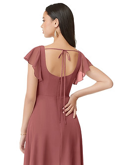 Azazie Bondi Šaty pro družičky A-Line S volánky Šifón Délka po kotníky Šaty image2