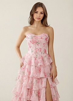 Samara Pink Ruffled A-Line Prom Dress image3