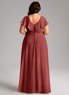 Azazie Lainey Bridesmaid Dresses Terracotta A-Line with Pockets Chiffon Dress image9