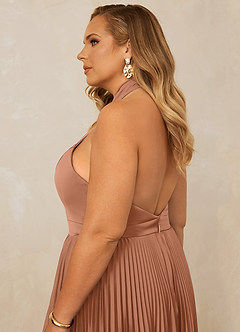 Christian Siriano Bridal for Azazie 1007 Bridesmaid Dresses Bronzer A-Line Pleated Stretch Satin Dress image9