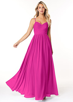 Azazie Lisbon Final Sale Fuchsia A-Line Sweetheart Neckline Chiffon Dress image3