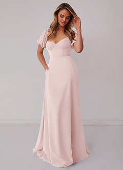 Barbie ♥ Azazie Bridesmaid Dresses Blushing Pink A-Line Pleated Chiffon Dress image5
