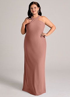 Azazie Doretta Bridesmaid Dresses Cedar Rose Mermaid Pleated Chiffon Dress image9