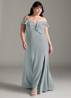 Azazie Sophie Bridesmaid Dresses Dolphin Grey A-Line Off the Shoulder Chiffon Convertible Dress image6
