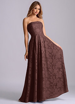 Azazie Lucienne Bridesmaid Dresses Ganache A-Line Strapless Floral Burnout Dress image4
