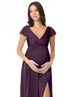 Azazie Allessia Maternity Bridesmaid Dresses A-Line Pleated Stretch Satin Floor-Length Dress image11