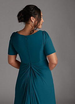 Azazie Bessie Mother of the Bride Dresses Ink Blue A-Line Pleated Mesh Dress image10