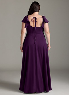 Azazie Bondi Bridesmaid Dresses Grape A-Line Bow Stretch Satin Dress image13