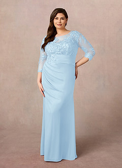 Azazie Fatemah Mother of the Bride Dresses Sky Blue Mermaid Scoop Lace Lace Dress image7