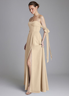 Azazie Ayanna Abiti da Damigella Abito A-Line in Chiffon a Spalla Scoperta Champagne image7