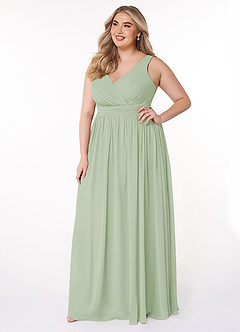Azazie Kora Bridesmaid Dresses Dusty Sage A-Line Pleated Chiffon Dress image9