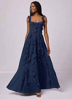 Barbie ♥ Azazie Bridesmaid Dresses Dark Navy A-Line with Pockets Chiffon Dress image1