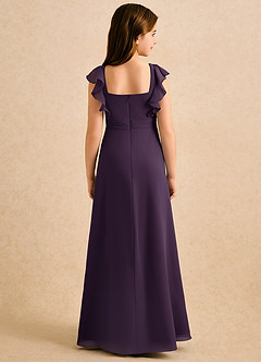 Azazie Soso Girls Formal Flower Girl Dresses Plum A-Line Pleated Chiffon Dress image2