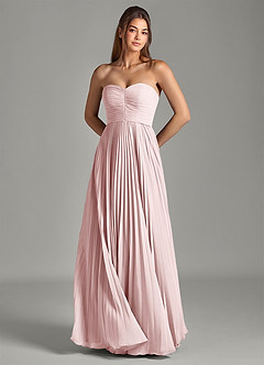 Azazie Chiana Abiti da Damigella Abito A-Line in Chiffon Senza Cinturino Rosa Rossore image2