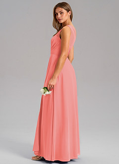 Azazie Phaedra Bridesmaid Dresses Coral A-Line One Shoulder Chiffon Dress image6