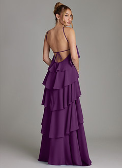 Azazie Deena Bridesmaid Dresses Grape A-Line Ruched Chiffon Dress image2