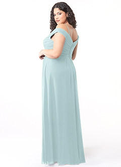 Azazie Audrianna Bridesmaid Dresses Mist A-Line Off-The-Shoulder Gathered Chiffon Convertible Dress image9