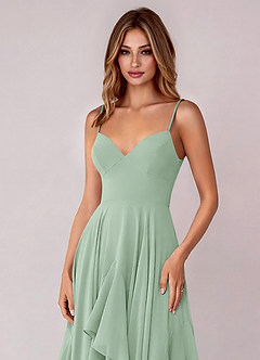 Azazie Zaina Brautjungfernkleider A-Linie Chiffon Kleid Agave image2