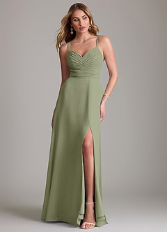 Azazie Terese Bridesmaid Dresses Pistachio A-Line Pleated Chiffon Dress image1
