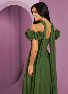Barbie ♥ Azazie Bridesmaid Dresses Olive A-Line Off the Shoulder Chiffon Convertible Dress image19