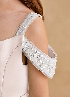 Azazie Jodi Abiti da Ragazza di Fiori Abito A-Line in Raso Opaco Petalo Di Rosa image6