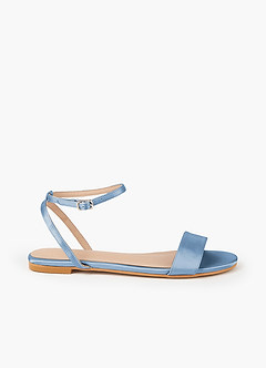 front Flache Sandalen aus Satin mit Knöchelriemen