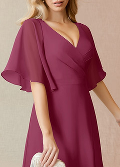 Azazie Cierra Bridesmaid Dresses Mulberry A-Line V-Neck Chiffon Dress image7