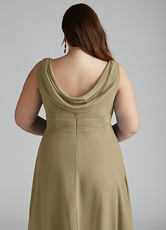 Azazie Karina Bridesmaid Dresses Moss Green A-Line Pleated Chiffon Dress image10