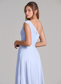 Azazie Melanie 신부 들러리 드레스 A라인 오프 더 숄더 쉬폰 바닥 길이 드레스 image2