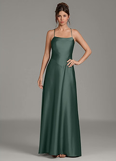 Azazie Eris Bridesmaid Dresses Sea Moss A-Line Pleated Stretch Satin Dress image3