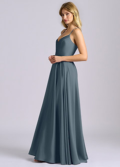 Azazie Truce Robes de demoiselle d'honneur Robe Trapèze en Satin extensible Violet Crépusculaire image5