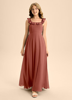 Azazie Callie Junior Auburn A-Line Ruched Chiffon Dress image4