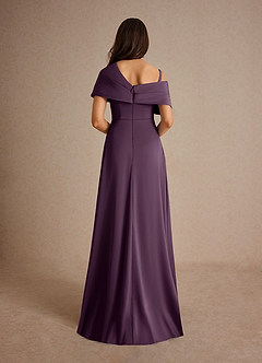 Azazie Milton Mother of the Bride Dresses Plum A-Line Pleated Stretch Satin Dress image10