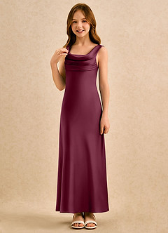 Azazie Raspberry Girls Formal Flower Girl Klänningar Klä A-Line i Stretch Satin Plisserad image5