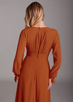 Azazie Matilda Bridesmaid Dresses Paprika A-Line Long Sleeve Chiffon Dress image8