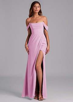 Azazie Johana Vestidos de damas de honor Vestido de Rosa Caramelo de Gasa de Corte Sirena Convertible con Vestidos sin tirantes image1