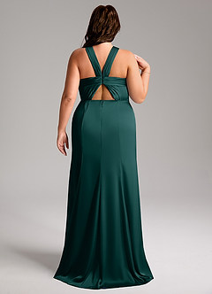 Azazie Rue Bridesmaid Dresses Pine A-Line Pleated Stretch Satin Dress image9