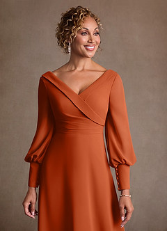 Azazie Paterson Suknie dla Matki Panny Młodej Linia A Pofałdowany Szyfon Długość kostki Sukienka image6