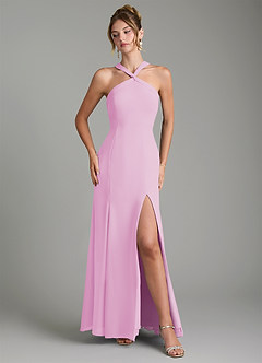 Azazie Rue Bridesmaid Dresses Candy Pink A-Line Halter Chiffon Dress image4