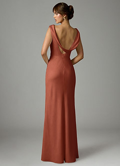 Azazie Kieryn Robes de demoiselle d'honneur Robe Sirène en Satin extensible Plissée Argile image5