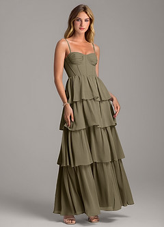 Azazie Alanna Bridesmaid Dresses Willow Green A-Line Sweetheart Neckline Chiffon Dress image1