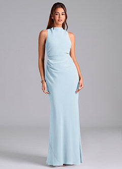 Azazie Evadne Bridesmaid Dresses Sky Blue A-Line Pleated Chiffon Dress image3