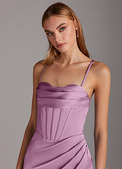 Azazie Brookelle Bridesmaid Dresses Wisteria Sheath Sweetheart Corset Stretch Satin Dress image7
