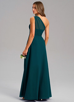Azazie Phaedra Bridesmaid Dresses Pine A-Line One Shoulder Chiffon Dress image7