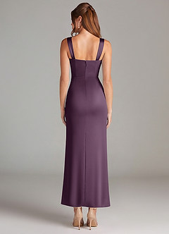 Azazie Denice 신부 들러리 드레스 쉬스 주름진 스트레치 새틴 발목 길이 드레스 image2