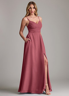 Azazie Terese Bridesmaid Dresses Merlot A-Line Pleated Chiffon Dress image6